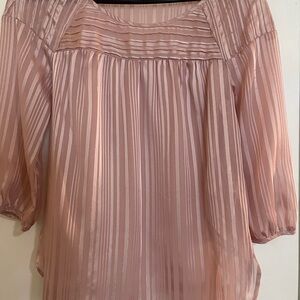 LC Lauren Conrad Pink Pleated Blouse with Bib Collar